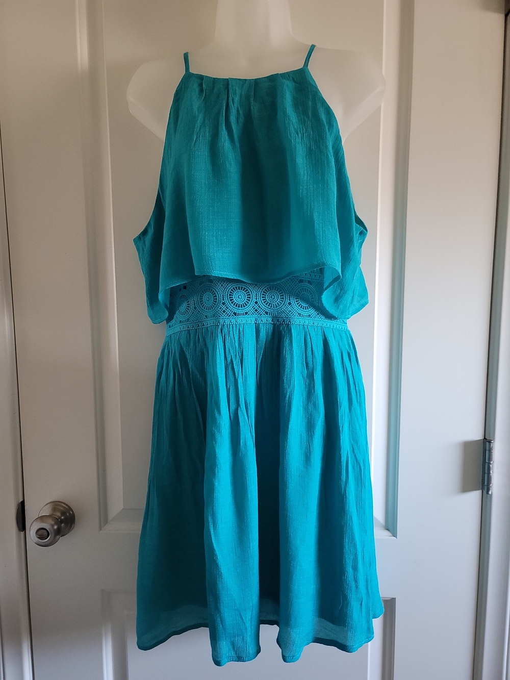 Rebellion Teal Layered Spaghetti-Strap Sundress